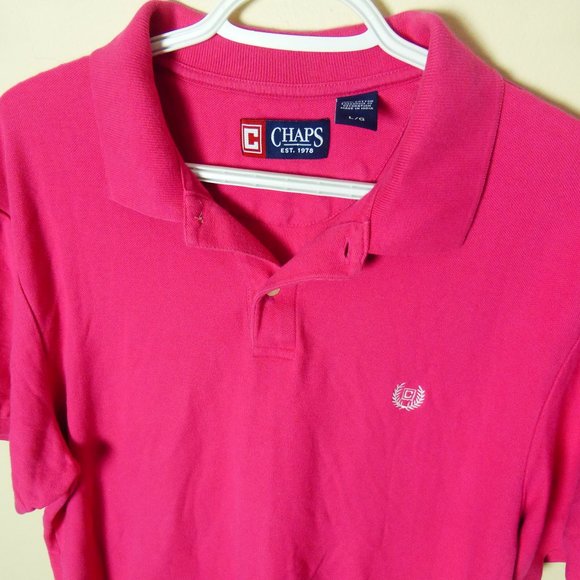 CHAPS PINK MEN'S SHORT SLEEVE POLO GOLF SHIRT - LG - Picture 5 of 14